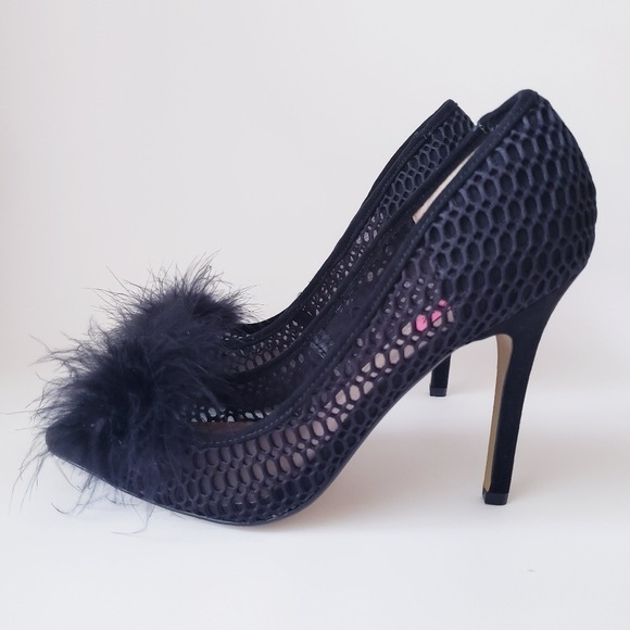 Betsey Johnson Black Mesh Heels - Picture 1 of 3